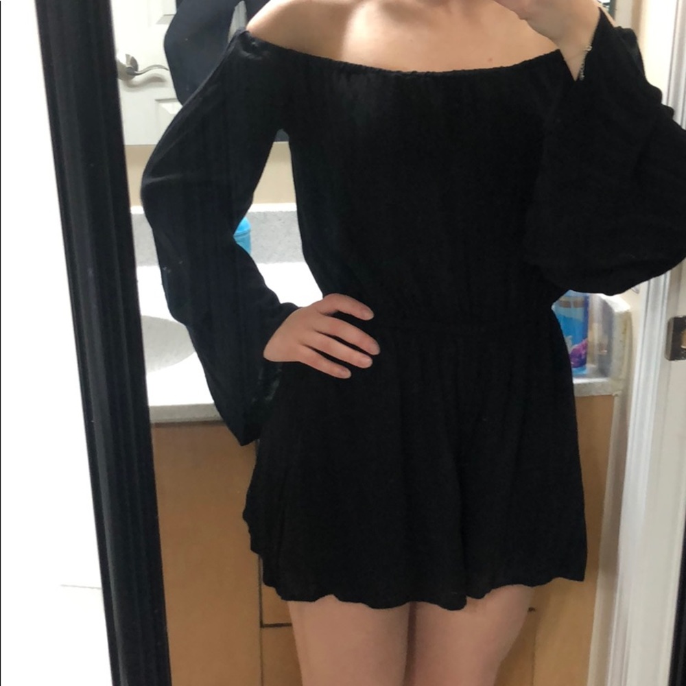 Black Off-the-Shoulder Romper